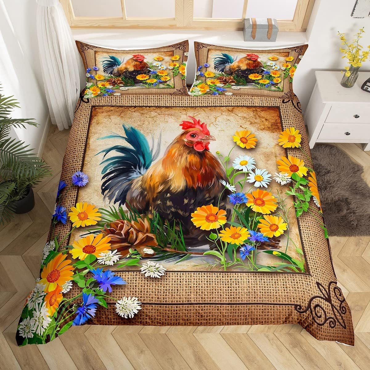 Bright Rooster Chicken WN1411059CL Duvet Cover Set main image 1