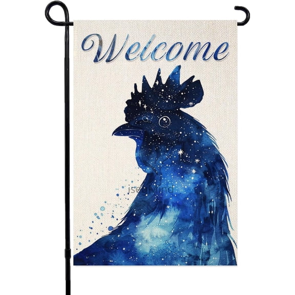 Watercolor Rooster Garden Flag Double Sided Seasonal Farmhouse Outdoor Decor 12x18 Inch