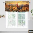 thumbnail image 1 of Watercolor Rooster Window Curtain Valances Farm Sunflower and Chicken Country Sunset Rod Pocket Valances for Bedroom Living Room Dining Room 54 by 18 in, 1 Panel, 1 of 6