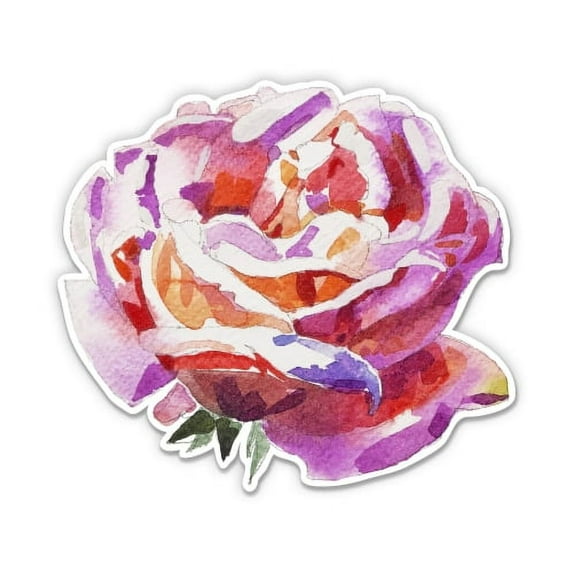 Watercolor Rose Pretty - 3" Vinyl Sticker - For Car Laptop Water Bottle Phone - Waterproof Decal