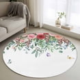 thumbnail image 1 of Watercolor Roses Round Area Rug 3Ft Washable Small Circle Rugs for Kitchen Entryway, Spring Flowers Leaves Butterflies Botanical Non-Slip Carpet Floor Mats Indoor Outdoor Carpet Runner Home Decor, 1 of 8