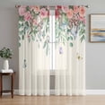 thumbnail image 1 of Watercolor Roses Sheer Curtains 63 Inch Length 2 Panels Set, Spring Flowers Leaves Butterflies Light Beige Voile Window Treatment Curtains Sheers Drapes for Bedroom/Living Room/Kitchen 52x"63"x2, 1 of 7