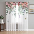 thumbnail image 1 of Watercolor Roses Sheer Curtains 84 Inch Length 2 Panels Set, Spring Flowers Leaves Butterflies Botanical Voile Window Treatment Curtains Sheers Drapes for Bedroom/Living Room/Kitchen 52"x84"x2, 1 of 7