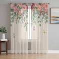 thumbnail image 1 of Watercolor Roses Sheer Curtains 96 Inch Length 2 Panels Set, Spring Flowers Leaves Butterflies Beige Voile Window Treatment Semi Sheer Long Curtains Drapes for Bedroom/Living Room/Kitchen 52"x96"x2, 1 of 7