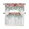 thumbnail image 1 of Watercolor Roses Swag Curtains for Living Room/Bedroom Windows, Spring Flowers Leaves Butterflies Botanical Kitchen Curtains and Valances Set 36 Inch Length, Swags Valance Curtain Panels, 1 of 5