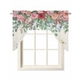 thumbnail image 1 of Watercolor Roses Swag Valances for Windows, Curtains Drapes, Spring Flowers Leaves Butterflies Light Beige Kitchen Window Curtains Over Sink Window Treatment Valance for Bedroom/Bathroom 56"x36", 1 of 5
