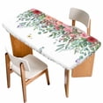 thumbnail image 1 of Watercolor Roses Table Cloths for 6 Foot Rectangle Tables, Spring Flowers Leaves Butterflies Botanical Patio Waterproof Elastic Fitted Tablecloths, Washable Rectangular Table Cover for Camping, 1 of 8