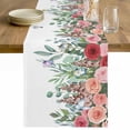 thumbnail image 1 of Watercolor Roses Table Runner - 60 Inch Long Spring Flowers Leaves Butterflies Botanical Cotton and Linen Blended Dress Scarves Farmhouse Table Runner for Kitchen Dining, Coffee Table, 13" x 60", 1 of 8