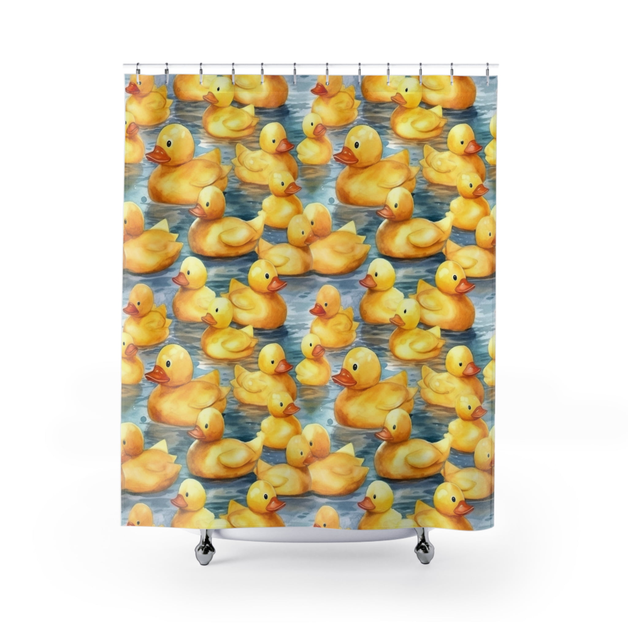 Watercolor Rubber Ducky Shower Curtains
