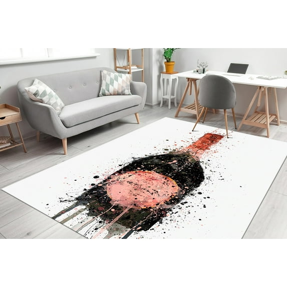 Watercolor Rug, Non-Slip Carpet Rug, Modern Rug, Champagner Splash Painting Rug, Champagne Bottle Rug, Kitchen Rugs, Gift Rugs, Floor Rugs, 3.3'x5' - 100x150 cm