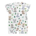 thumbnail image 1 of Watercolor Safari Animals Baby Rompers Boy Girl Elephant Zebra Leopard Monkey Giraffe Hippo Tropical Leaves Newborn Infant Clothes Summer Short Sleeve Jumpsuit Playsuit Bodysuit, 1 of 6