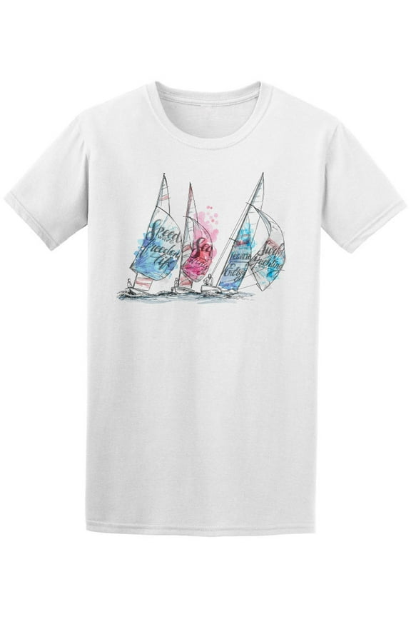 Watercolor Sailing Yacht T-Shirt Men -Image by Shutterstock, Male 3X-Large