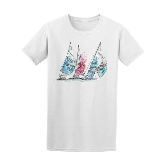 Watercolor Sailing Yacht T-Shirt Men -Image by Shutterstock, Male x-Large