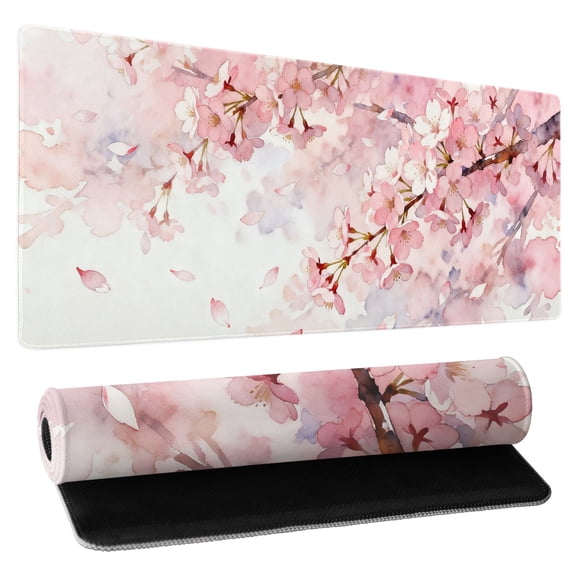 Watercolor Sakura Blossom Anti-Slip Mouse Pad 31.5x11.8 inch XL Extended Desktop Office Gaming Keyboard Pad Large Mouse Pad for Desk Large Gaming Mouse Pad