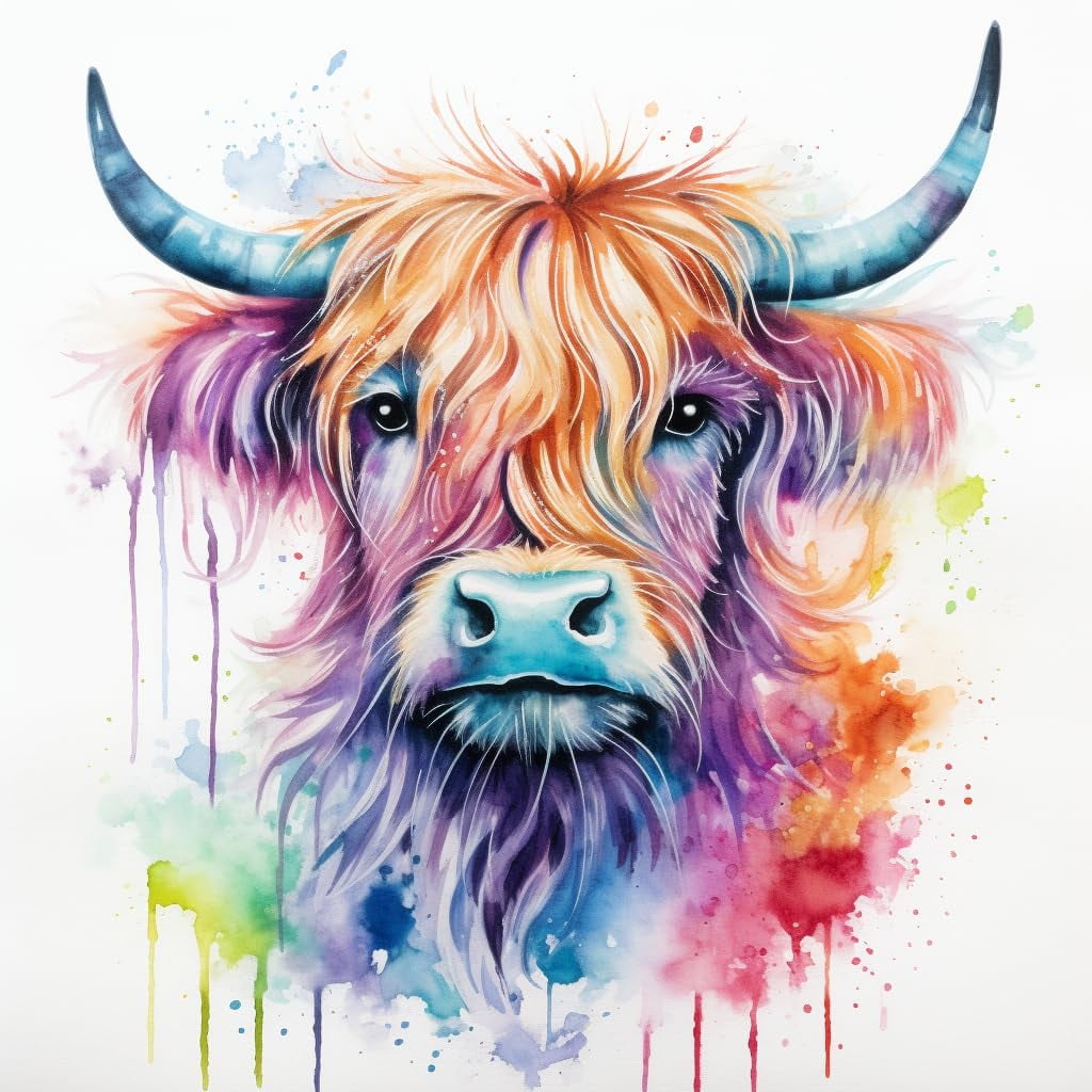 5D Diamant Malerei Highland Cow - 30x40cm DIY Bastelset Mit Vollbohrer