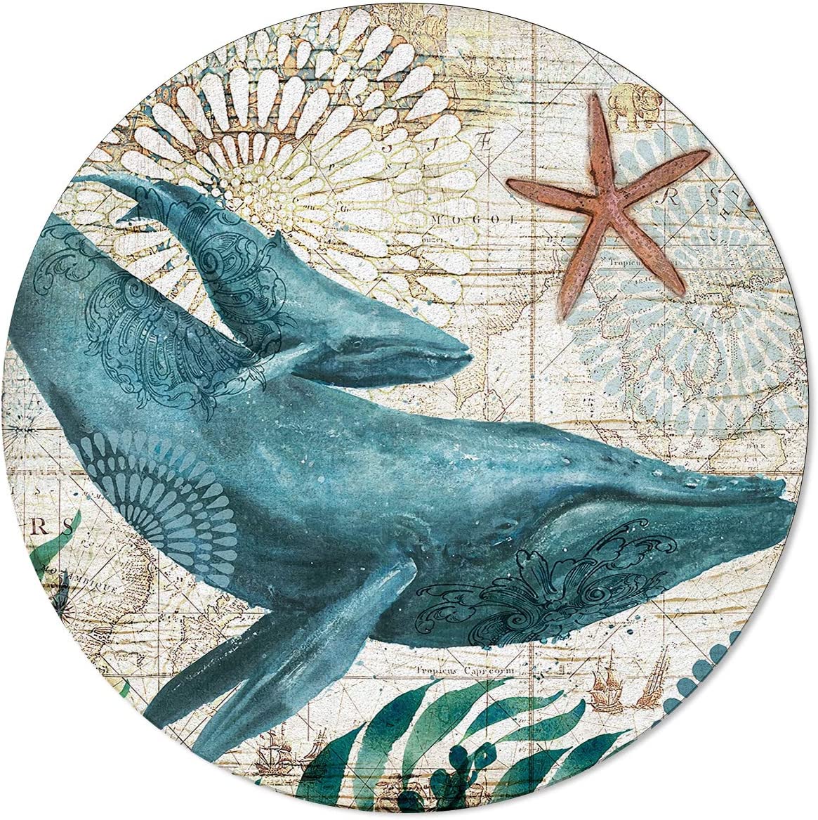 Watercolor Sea Octopus Kraken Area Rug Round Rugs 5ft Ocean Animal Collection Area Runner Circle