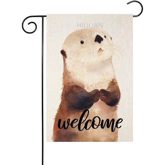 Watercolor Sea Otter Garden Flag Double Sided Outdoor Yard Flag Farmhouse Porch Decor 12 x 18 Inch
