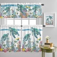 thumbnail image 1 of Watercolor Sea Turtle Coral Seaweed Curtain Tier and Valance Set 3 Piece, Ocean Life Fish Seahorse 3-inch Rod Pocket Window Tier Curtains Valance for Kitchen Living Room, 1 of 9