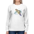 thumbnail image 1 of Watercolor Sea Turtle Splash Sweatshirt Women -Image by Shutterstock, Female Small, 1 of 4