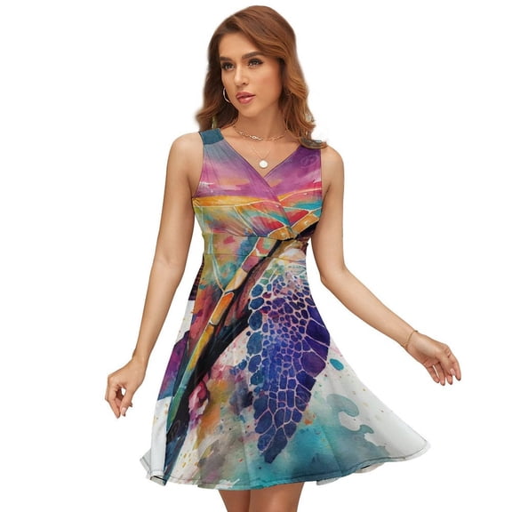 Watercolor Sea Turtles Design Dress Summer Street Style Dresses Female Sleeveless Printed Sundress