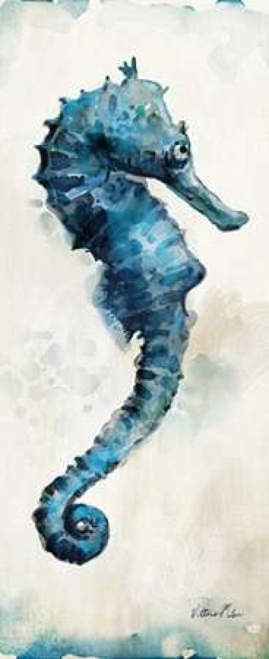 Watercolor Seahorse Panel I Canvas Art - Vittorio Milan (10 x 20)