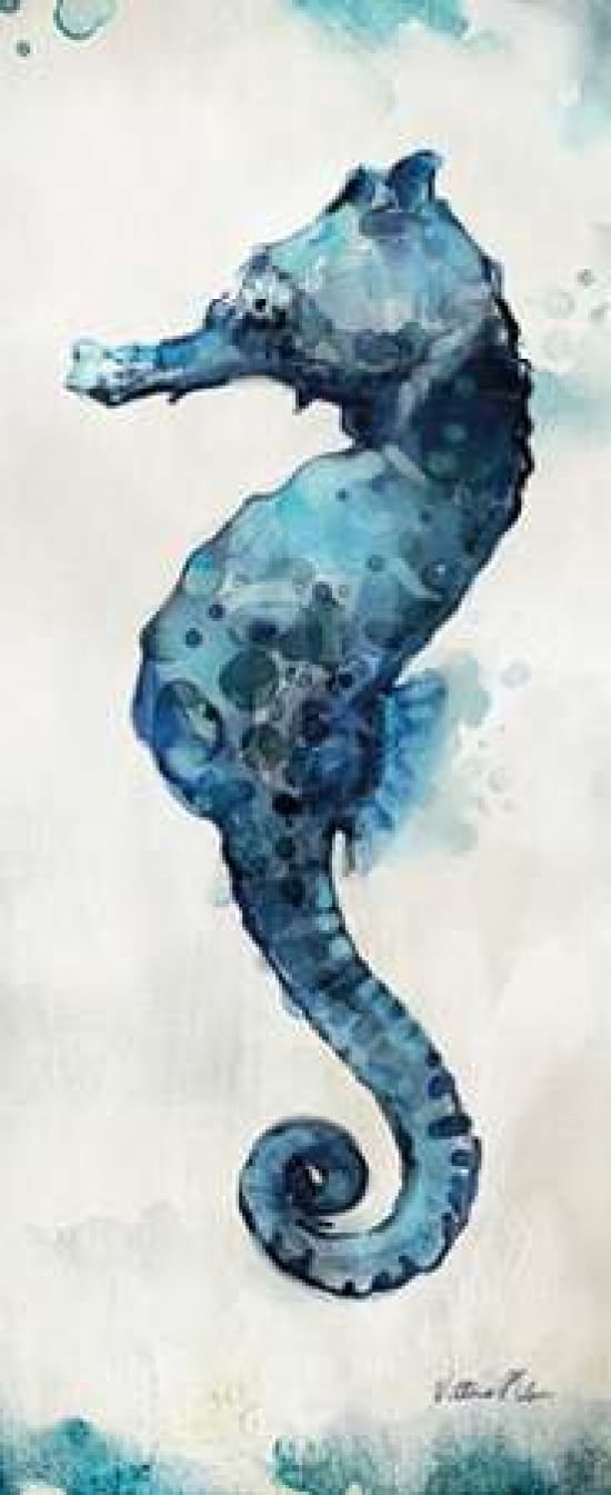 Watercolor Seahorse Panel II Canvas Art - Vittorio Milan (10 x 20)