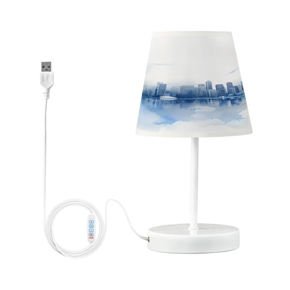 Watercolor Seattle Skyline Desk Lamp LED Table Nightstand Lamps with 3 Color Temperatures for Home Bedroom Living Room Decor 6x11