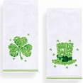 thumbnail image 1 of Watercolor Shamrock Hat Stripe Kitchen Towels Dish Towels, 18x26 Inch Seasonal Clover St. Patrick''s Day Decoration Hand Towels Set of 2, 1 of 1