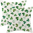 thumbnail image 1 of Watercolor Shamrock Lucky Clover Throw Pillow Covers 18x18 Inch Set of 2, St Patricks Day Pillow Covers Farmhouse Linen Shamrock Green Cushion Case Decoration for Sofa Couch Indoor Outdoor, 1 of 6