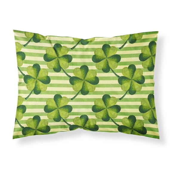 Watercolor Shamrock Stripes Fabric Standard Pillowcase