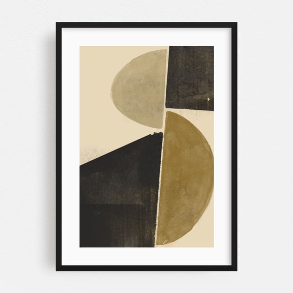 Watercolor Shape Composition - Mixed Media Abstract Geometric Modern Art Minimalist Mid-Century Modern Bauhaus Art Deco Black Framed Wall Art Print 5 x 7 inches