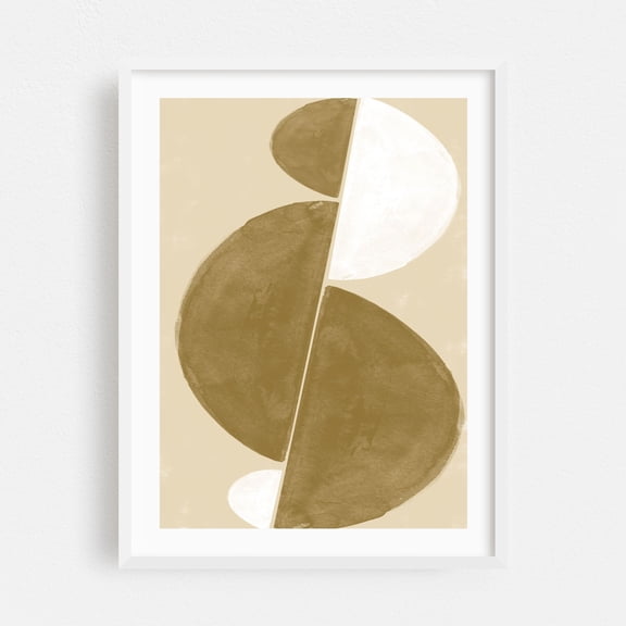 Watercolor Shape Composition No.3 - Mixed Media Abstract Minimalist Geometric Modern Art Mid-Century Modern Boho Pattern White Framed Wall Art Print 24 x 36 inches