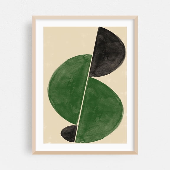 Watercolor Shape Composition No.4 - Mixed Media Geometric Minimalist Abstract Modern Art Watercolor Pattern Art Deco Oak Framed Wall Art Print 9 x 12 inches