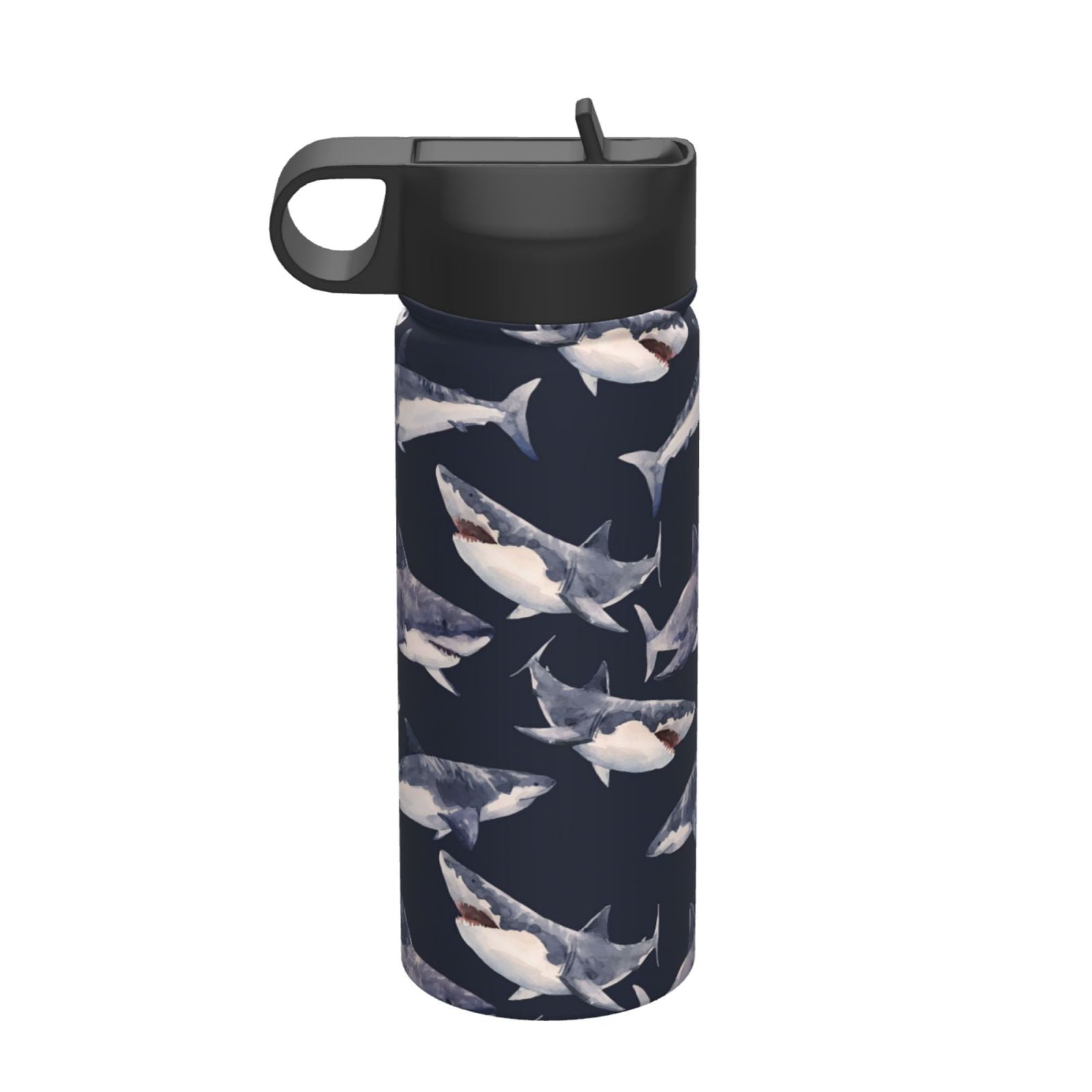 Watercolor Shark 18 oz Water Bottle Insulated Water Bottles Stainless
