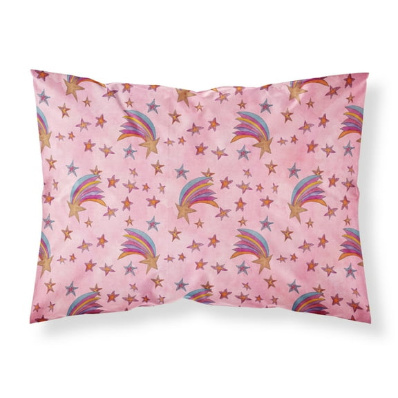 Watercolor Shooting Stars on Pink Fabric Standard Pillowcase