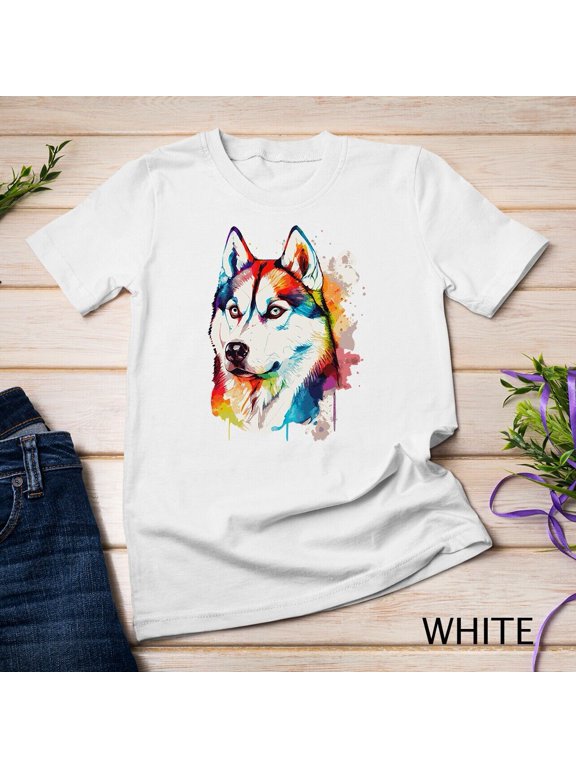 Watercolor Siberian Husky Colorful Husky Dog Lover Tee Unisex T-shirt