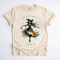 thumbnail image 1 of Watercolor Skeleton Witch T-Shirt, Colorful Halloween Graphic Tee for Women, 1 of 3