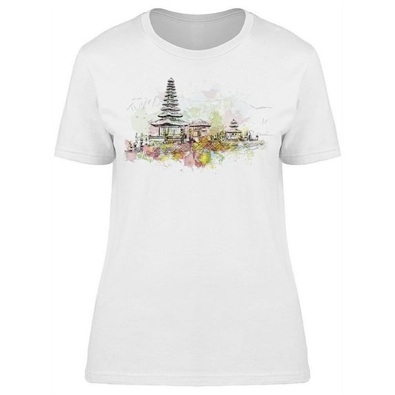 Watercolor Sketch Of Bali T-Shirt Women -Image by Shutterstock, Female Medium