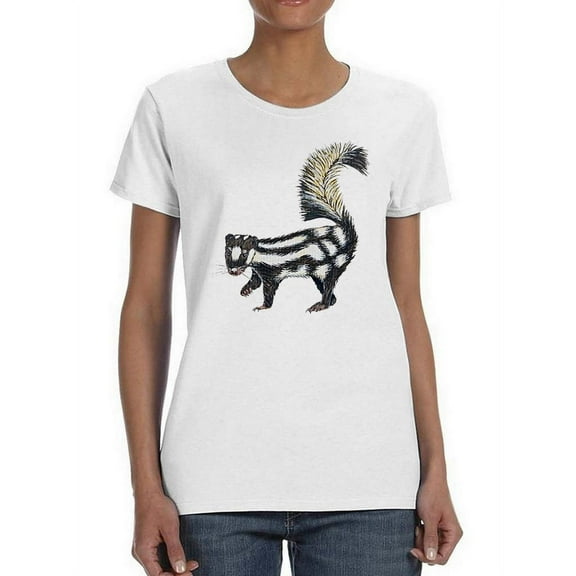 Watercolor Sketchy Skunk T-Shirt Women -Image by Shutterstock, Female Large