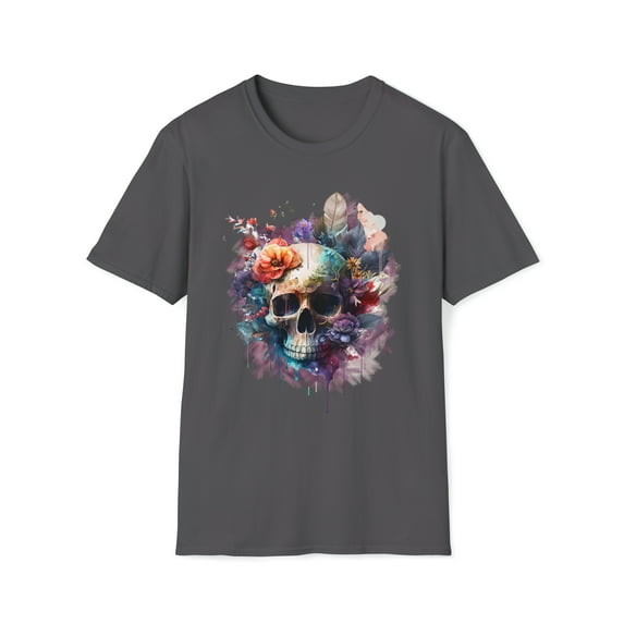 Watercolor Skull, Gildan Unisex Softstyle T-Shirt, Graphic Tee, S-3XL
