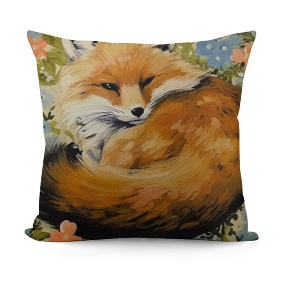 Watercolor Sleeping Fox Throw Pillow Cover Cushion Case for Home Decor Sofa Couch Inch Farmhouse Decorations