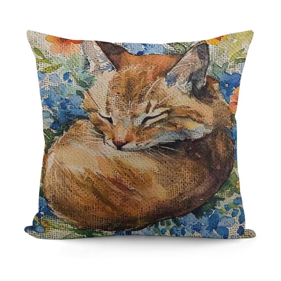 Watercolor Sleeping Fox Throw Pillow Cover Cushion Case for Home Decor Sofa Couch n Farmhouse Decorations