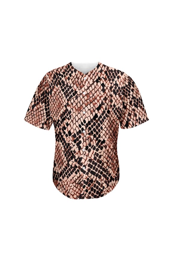 Watercolor Snakeskin Print Active Baseball Jersey for Men and Women, SNAKESKIN Button Down Women’s Baseball Team Shirts.