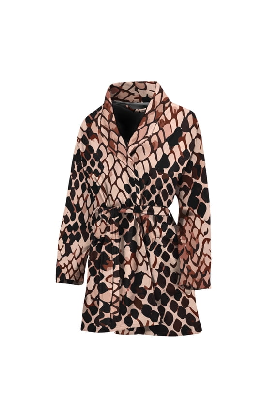 Watercolor Snakeskin Women Bathrobe One Size Univeral Fits, Snakes Python Fashion Lightweight Plush Fleece Long Robe For Women