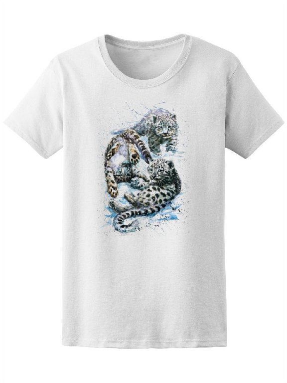 Watercolor Snow Leopard T-Shirt Women -Image by Shutterstock, Female Small
