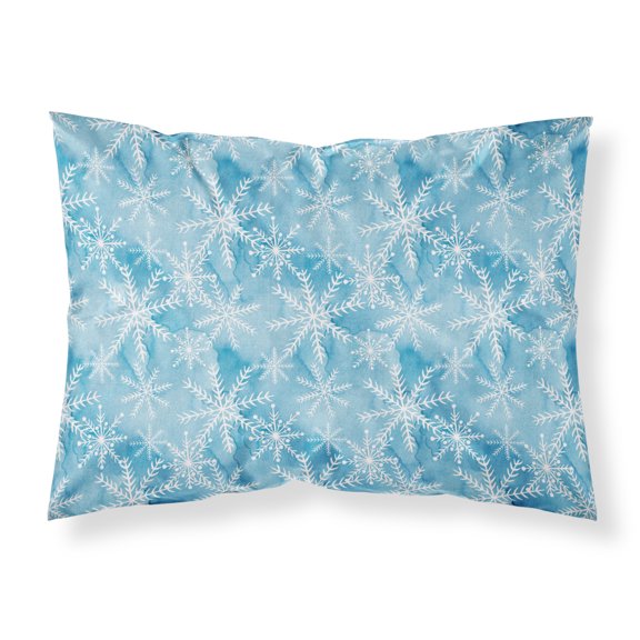 Watercolor Snowflake on Blue Fabric Standard Pillowcase