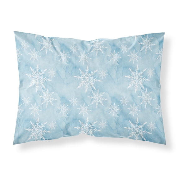 Watercolor Snowflake on Light Blue Fabric Standard Pillowcase