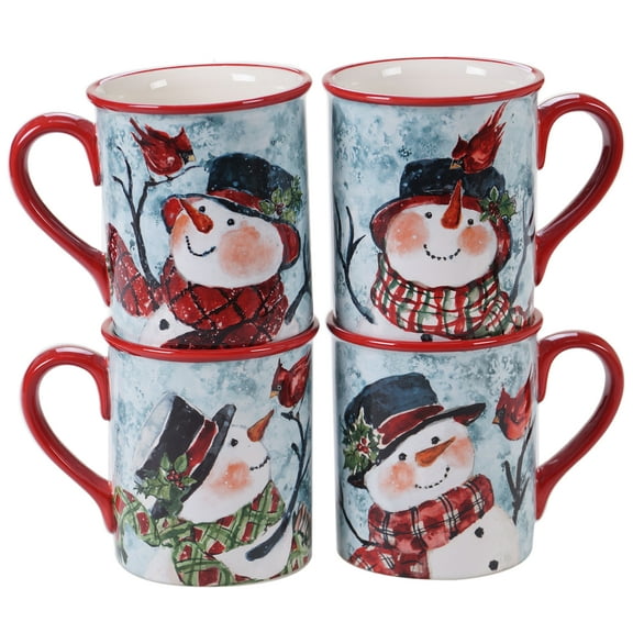Watercolor Snowman Set/4 Mug 16 oz. asst.