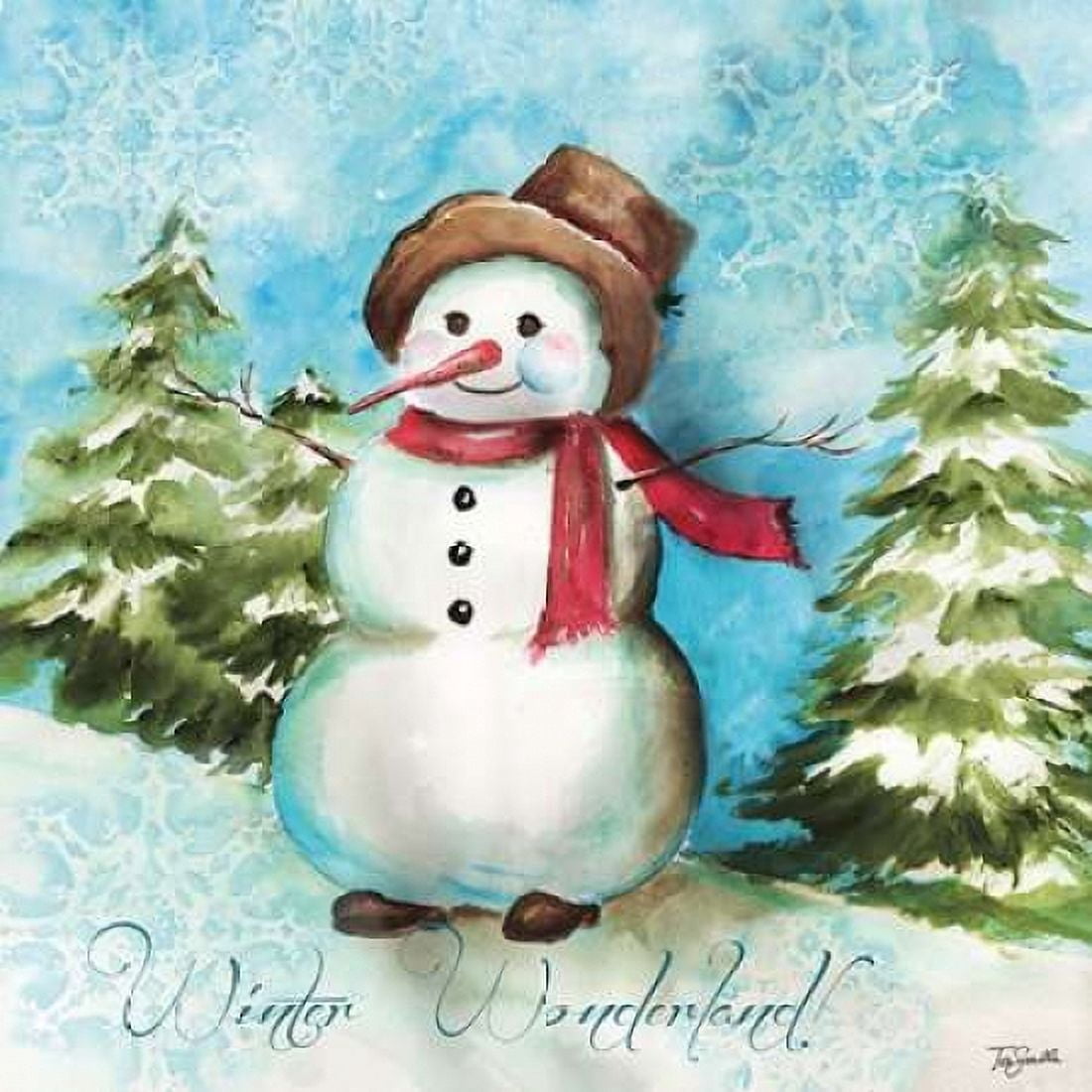 Watercolor Snowmen II Canvas Art - Tre Sorelle Studios (24 x 24)