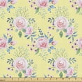 thumbnail image 1 of Ambesonne Watercolor Fabric by the Yard Upholstery, Flowers Theme, 2 Yards, Pale Yellow Pale Pink, 1 of 5